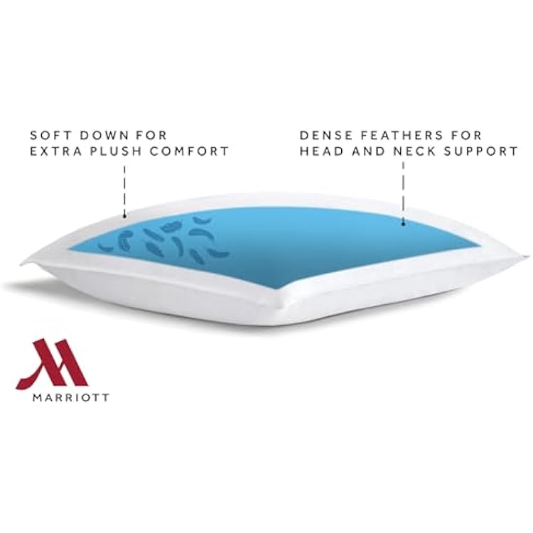 Marriott Luxury Hotel Pillows | Standard Size Feather & Down Pillow for Side & Back Sleepers | Plush Dual-Chamber Design, Hypoallergenic & Machine Washable | 1 Pack