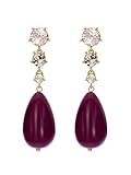 Ted Baker London Pearsti Statement Crystal Bead Drop Earrings for Women (Gold/Plum and Golden Crystal)