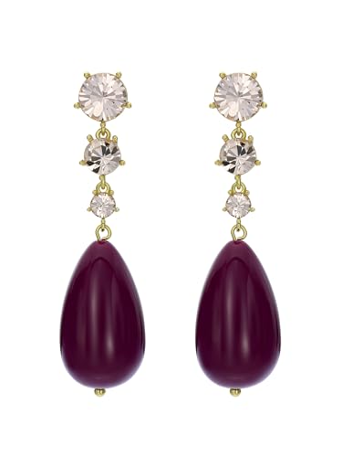 Ted Baker London Pearsti Statement Crystal Bead Drop Earrings for Women (Gold/Plum and Golden Crystal)