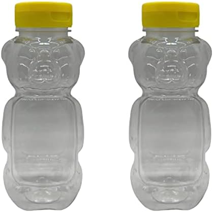 Aaron Packaging 8 oz (12 oz of Honey) Plastic Honey Bear Bottle with Yellow Flip Top Cap (2)