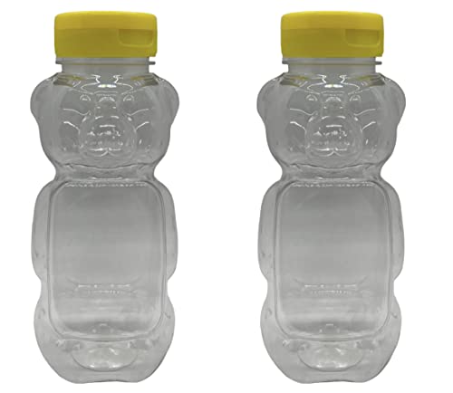 Aaron Packaging 8 Oz (12 Oz Of Honey) Plastic Honey Bear Bottle With Yellow Flip Top Cap (2) #TOP28