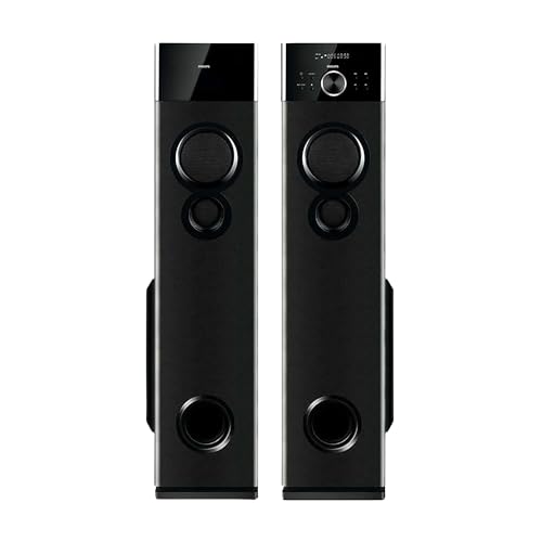 Image of Philips Audio SPA9160 2.0CH 160W Multimedia Tower Speakers with Wireless Microphone,Multi-Connectivity Option with Supporting USB, AUX, FM,Mic & Thumping Bass with Karaoke(Black)