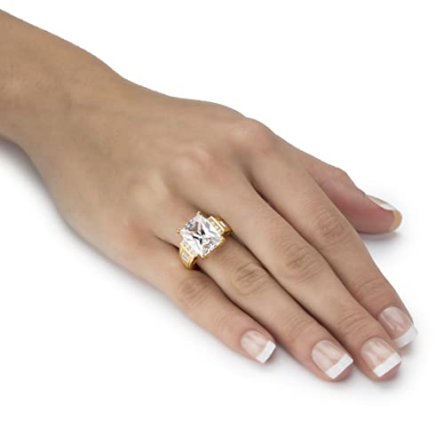 PalmBeach Yellow Gold-plated Sterling Silver Emerald Cut Cubic Zirconia Engagement Ring Sizes 6-103