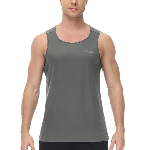 Cakulo Mens Tank Tops Big and Tall Swim Shirts Running Quick Dry Workout Sleeveless Summer Beach Muscle Athletic Top
