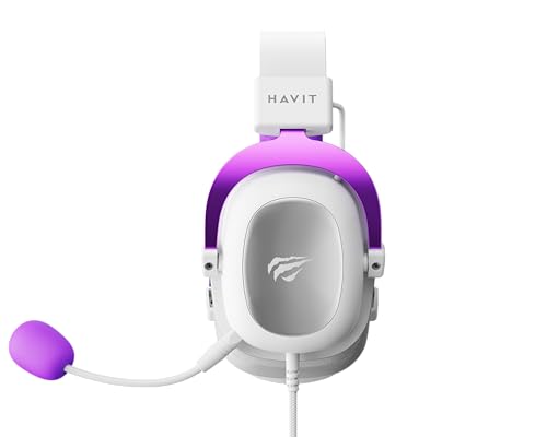 Image of havit HV-H2002d Purple Gaming Headset Headset with Microphone, Speaker 53mm, Plug 3, 5mm: Compatible with Xbox ONE and PS4, HAVIT, HV-H2002d Purple and White