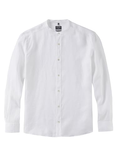 OLYMP Herren Freizeithemd Langarm Casual,Einfarbig,Regular fit,Stehkragen,Weiss 00,L