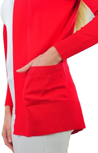 Image of ToBeInStyle Women's Long Sleeve Rib Banded Open Sweater Cardigan
