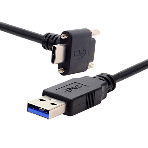 CY 90 Degree Up Down Angled Type Screw Locking USB-C to USB 3.0 Data 5Gbps Cable Type-C for VR Camera Laptop(500CM)