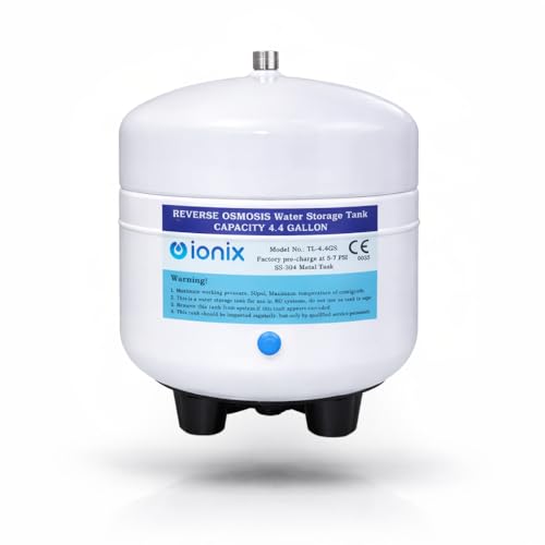 Image of IONIX RO Stainless Steel 304 Pre-Pressurized Metal Pressure Tank with Tank Valve, Water Softener, 4.4 Gallons Capacity, Healthy Water for Your Family, Used by Top Indian Brands (Pack of 1)