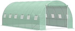 Outsunny 6L x 3W x 2H M Greenhouse Walk-in Polytunnel Outdoor Garden Flower Vegetable Planter Galvanised Steel Frame w/ Zipped Door