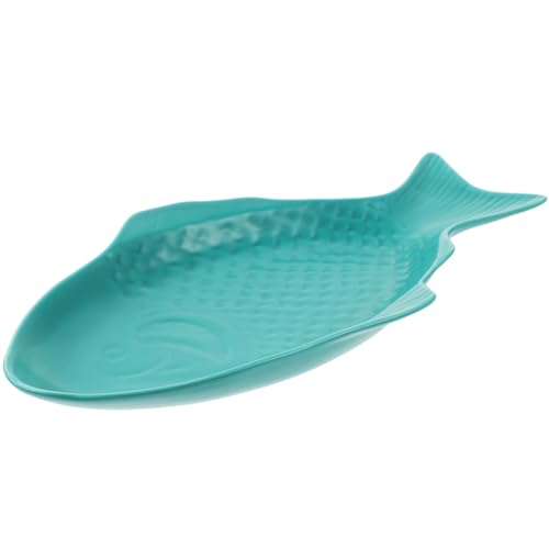 ULTECHNOVO 1 plat créatif en forme de poisson vert foncé en céramique pour la maison et le restaurant pour les dîners et les rassemblements Vaisselle pour servir et ranger