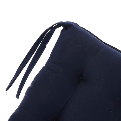 Image of Wakewell Soft Chair Pad with Ties | Square Padded Chair Pad Cushion for Dining Chair, Kitchen & Office | Washable Microfibre Chair Pad for Home Seating (1, Navy Blue)