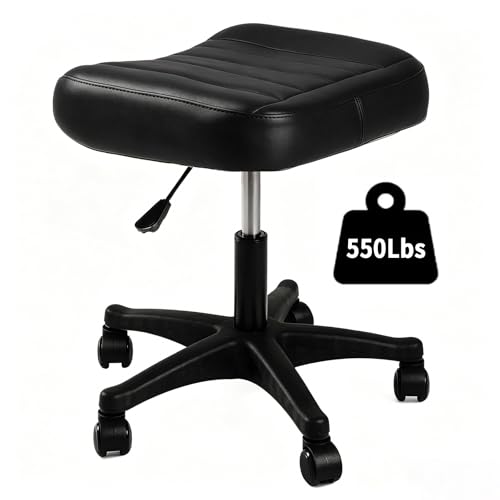 Image of Ergonomic Adjustable Under Desk Footrest,Ottoman with Wheels | 500lbs|360 swivel Silent PU casters|Thick 2.36 inch Seat| Rolling Stool with Wheels for Massage,Salon,Spa,Clinic,Office,Home