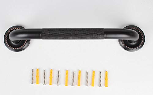 700Brass 12-Inch Grab Bar Featuring Anti-Slip Handrail, Solid Brass, Oil Rubbed Bronze, Heavy-Duty Construction Armrest, Bathroom Bathtube Shower Safety Rail #TOP1