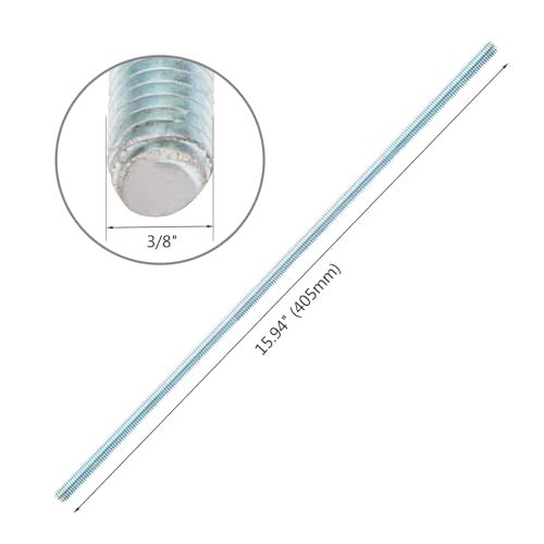 Zadery Zinc Plated 3/8\"-16 Fully Threaded Steel Rod, 4 Pieces 12\" Length Long Threaded Screw - Thumbnail 2