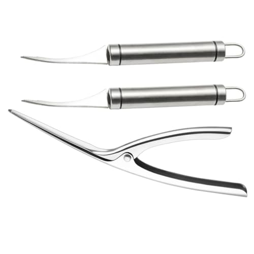 Ciieeo Set di 3 Lenze per Gamberi in Acciaio Inossidabile Sbucciatore per Gamberi Utensili per Gamberi Forniture da Cucina