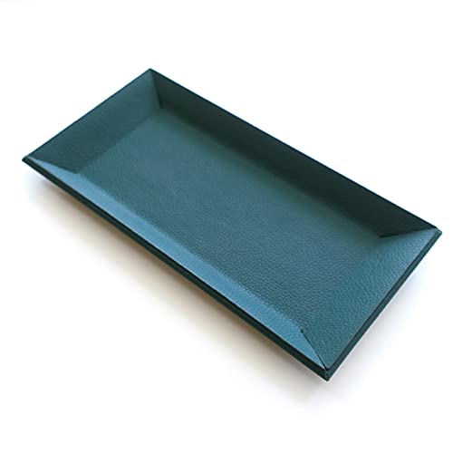 Bandeja organizadora de cuero PU verde oscuro miniatura 1