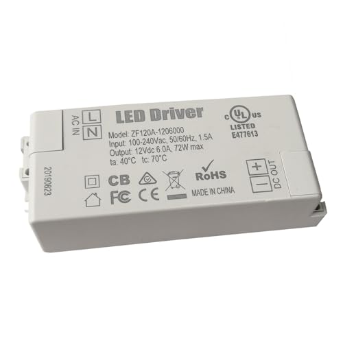 Alimentation LED 12V 6A ZF120A Transformateur 72W CA/CC lot de 2