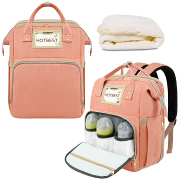 Image of HOTBEST Diaper Bag Backpack, Insulated Bottle Warmer Newborn Registry(Pink02)