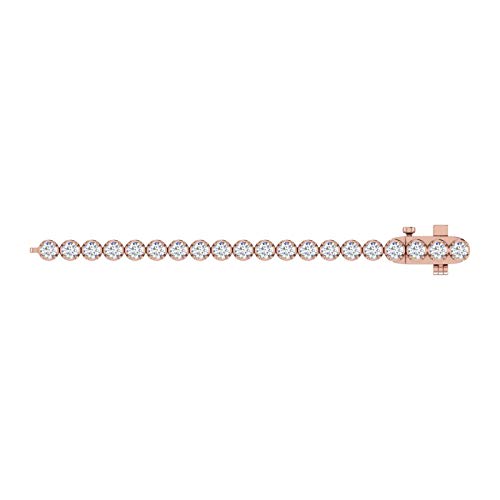 Image of 1 to 6 Carat Prong Set Round Cut Natural Diamond Tennis Bracelet for Women in 14K Gold (7 Inch) (I1-I2 Clarity)