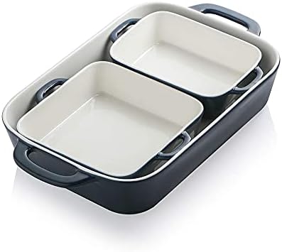 SWEEJAR Porcelain Bakeware Set for Cooking, Rectangular Ceramic Casserole Dish, Lasagne Pans for Casserole Dish, Cakes, Dinner, Kitchen, Banquet and Daily Use (GradientBlue)