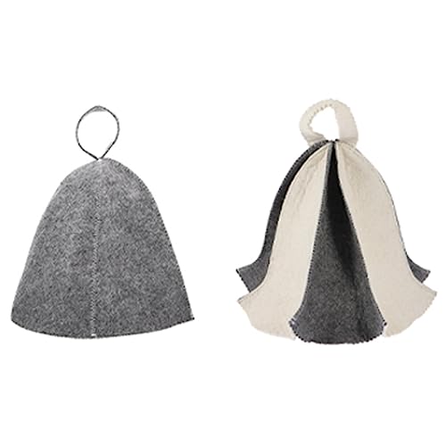 2pcs Felt Sauna Hats, Russian Banya Cap, Cover with Loop for Sauna Dry Steam Room Accessories