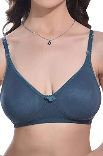 Image of FIMS - Fashion is my style Women Cotton Blend Non-Padded Bra Non-Wired Mould Seamless Cup Solid Bras Cup-B Pack of 1, Multicolor