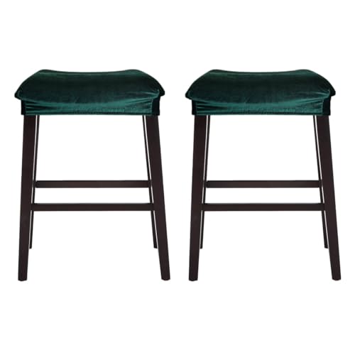 Bifaunvogel Bar Stool Cover Rectangle Set of 2 Velvet Stretch Counter Height Bar stools Slipcovers Saddle Stool Slipcover Bench Seat Protector Backless Bar Stools Covers for Kitchen Counter Dark green