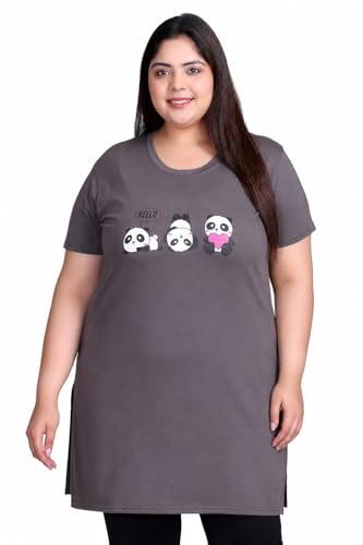 Image of In Love Women's Printed Cotton Plus Size Longline T-Shirt with Pockets | Cotton fabric - soft longline T-shirt with easy plus-size fit