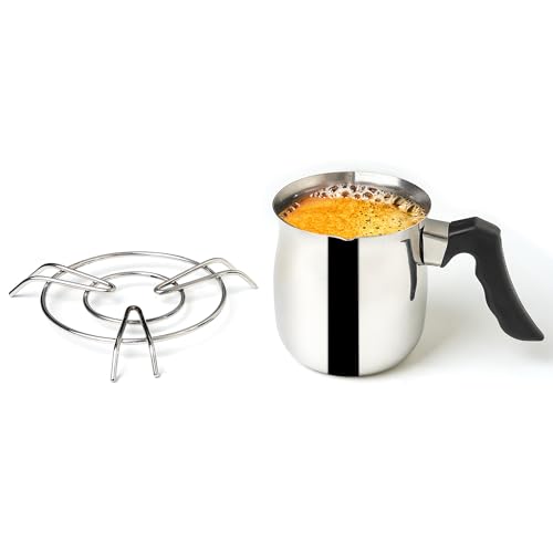 Image of The Indus Valley Stainless Steel Turkish Coffee Maker /Warmer with Stand| 500ml, 0.20kg | Induction Friendly | 100% Toxin-Free, Naturally Non-Stick, Long Lasting