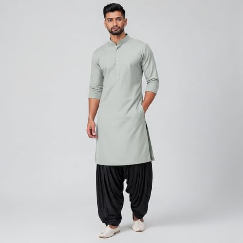 Image of Mens Pure Coton Kurta Dhoti Set | Traditional Ethnic Wear for Festive & Wedding Men's Cotton Kurta with Dhoti Set | Comfortable Ethnic Traditional Outfit Stylish Men's Cotton Kurta Dhoti Set.