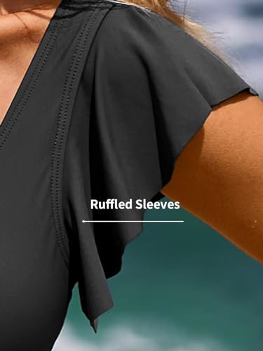 SOCIALA Swim Suits for Women Ruffle One Piece Tummy Control O-Ring Cutout Bathing Suit Full Coverage Swimwear4