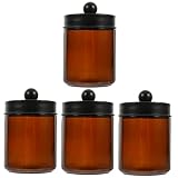 Cabilock 4Pcs Crème Peut Largement - Contenants Pratiques Qtip Thé Noir Soins De La Peau Boîtes Résistantes À l'usure Verre Faisant Usage De Bidons Maison Stockage Multifonctionnel