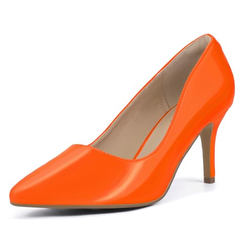 IDIFU Orange Heels High Closed Toe Women's Pumps Pointed Dress Shoes by IDIFU - Used condition - US$40.84