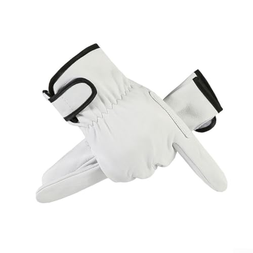 Guantes de jardinería y soldadura de cuero suave diseñados para proporcionar durante un uso prolongado (blanco)
