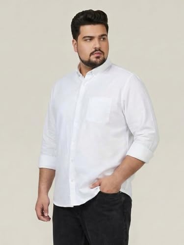Image of Urbano Plus Men's Cotton Full Sleeve Regular Fit Solid Oxford Shirt with Button-Down Collar