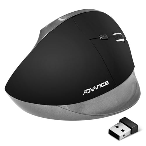 ADVANCE SOURIS SANS FIL BUREAUTIQUE ERGONOMIQUE VERTICAL PLUS BLACK / 6 BOUTONS / 2400 Dpi / CAPTEUR OPTIQUE