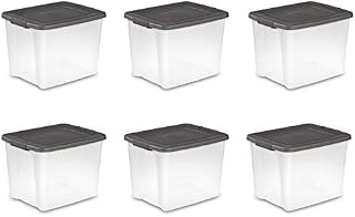 Sterilite 19373V06 50 Quart / 47 Liter Shelf Tote, Clear Base with Flat