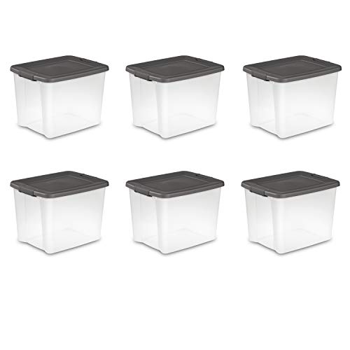 Sterilite 19373V06 50 Quart / 47 Liter Shelf Tote, Clear Base with Flat