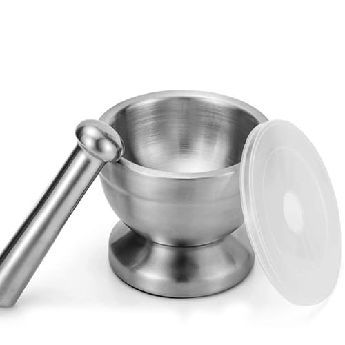 Litinliv Mortero y Mano, Trituradora de Píldoras de Acero Inoxidable, Molinillo de Mortero, Trituradora de Especias, para Moler Condimentos, Nueces, Hierbas Chinas Secas y Otros Alimentos en Polvo