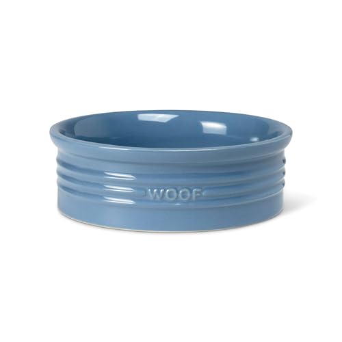 Fringe Studio WOOF French Blue Small Sculpted Ceramic Pet Bowl (5" Diameter x 1.75" H, 12 fl.oz.), PetShop Collection (460012) by Fringe - Used condition - US$9.56