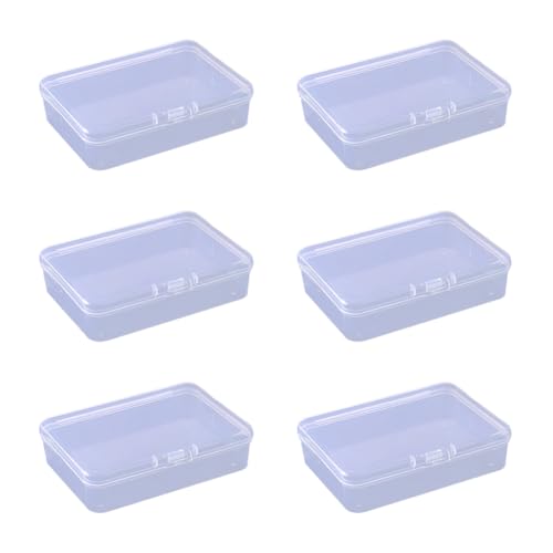 Image of 6 Pcs Mini Plastic Storage Containers Clear Rectangle Boxes Small Empty Cases Transparent Beads Organizer Container with Lid for Collecting Small Items 8.5 x 6.1 x 2.5cm