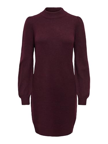 JdY Damen Jdyrue Life L/S High Neck Dress KNT Noos, Maroon Banner, M