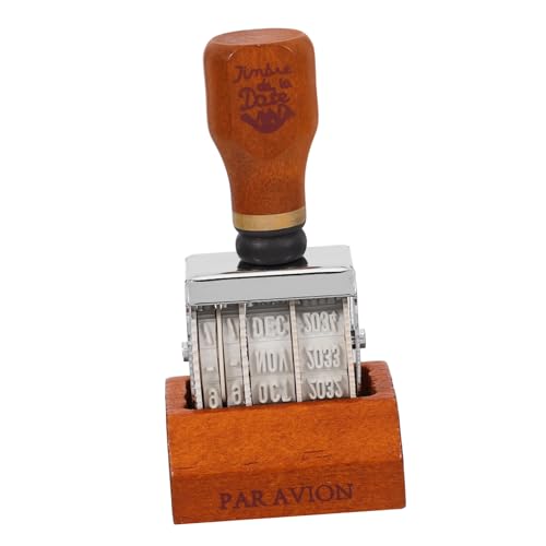 UTHCLO 木製ハンドル付き可能ローラーデイトスタンプ 日付管理用小型手持ちプランナースタンプ クラフト カード作成 スクラップブッキン