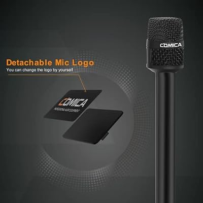 COMICA HRM-S Handheld Wired Microphone, 3.5mm TRRS Cardioid Condenser Interview Microphone with 11.48FT Cable for Android, Laptops, DSLR Cameras, Vocal Mic for Recording, Speech, Stage, Wedding