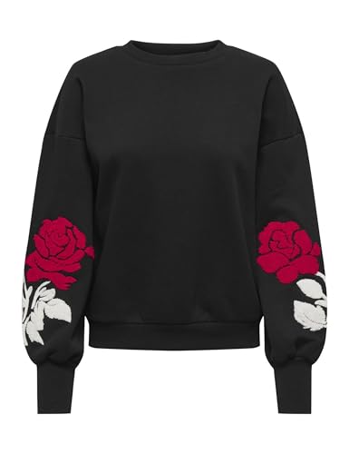 ONLY Onlcally L/S Print O-Neck CS Swt, Negro, M para Mujer