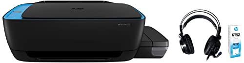 Image of HP Ink Tank 319 Colour Printer, Scanner and Copier, High Capacity Tank (15,000 Black and 8000 Colour), Per Page(10P for B /W and 20P for Colour) & H200Gs Wired Headphones & GT52 Ink Bottle (Cyan)