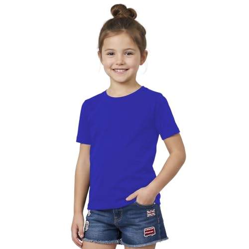Image of Girls Plain T-Shirt 100% Cotton,Round Neck,Short Sleeve T Shirt, 5-13 Years