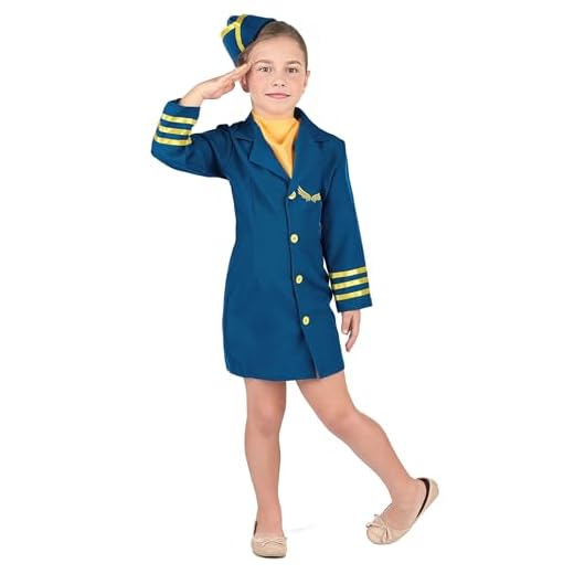 DEGUISE TOI Disfraz azafata niña - S 4-6 años (110-120 cm)