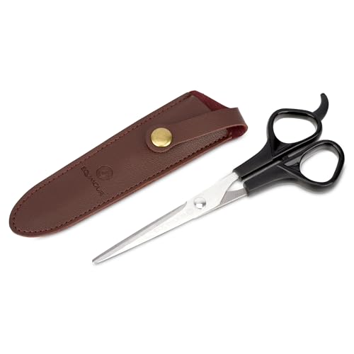 Equimour Mähnenschere – Scharfe Pferdeschere aus rostfreiem Edelstahl – Präziser Schnitt für kräftige Mähnen – Ergonomischer Griff & Etui aus veganem Leder – Pferdezubehör zur Mähnenpflege